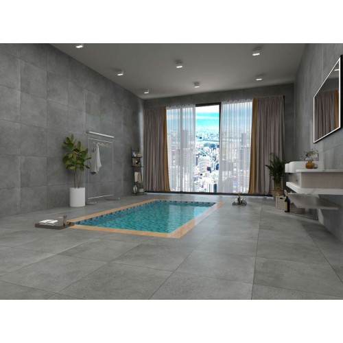 Aspen Grey porcelain tile, 60×60 cm, matte