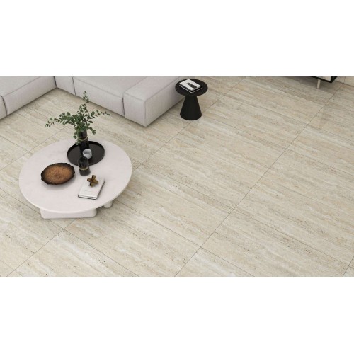 Travertino Ivory porcelain tile, 60×120 cm, matte