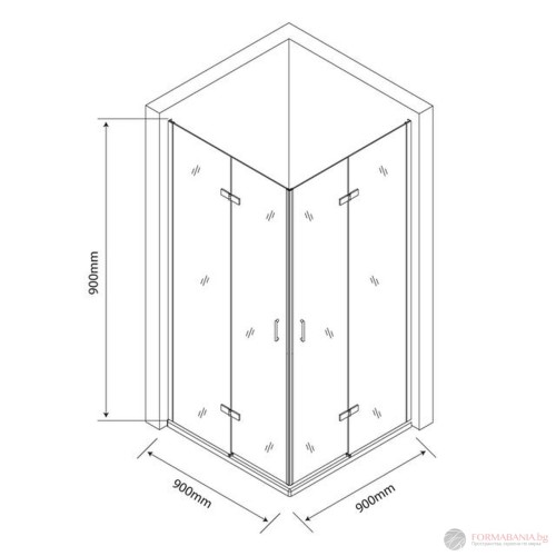 Душ кабина Forma Vita, с врата хармоника, 90x90 см