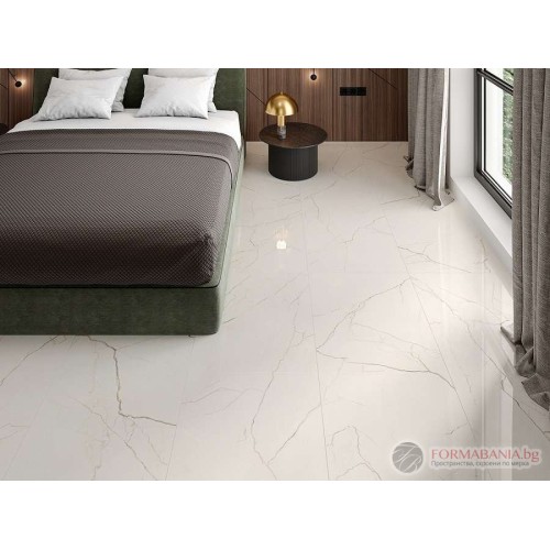 Alaplana Rannia White Porcelain Tile Collection, marble effect