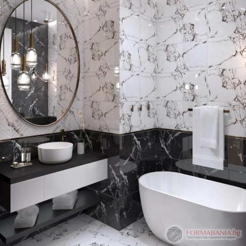 Anka Seramik VIRA Black Bathroom Tile Collection, marble effect, black