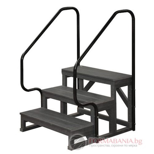 Comfort 3-Steps decking stairs, for jacuzzi/pool, with metal handrail