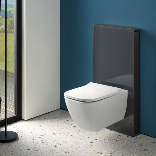 Geberit Duofix Sigma 12 concealed cistern frame set with Smyle wall-hung WC, 35×54×33 cm, Soft-Close seat, cistern and flush plate, chrome gloss