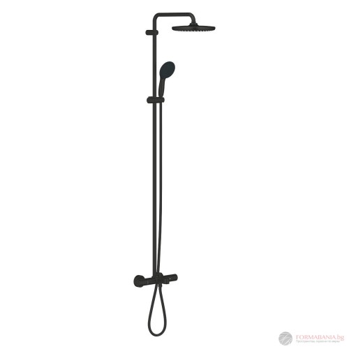 Душ система Grohe Tempesta, с термостатен смесител и чучур, черен мат