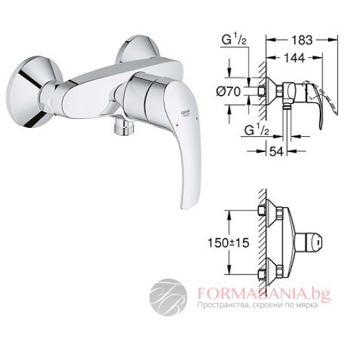 Стенен смесител за душ Grohe Eurosmart