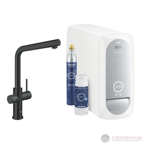Система за филтрирана, охладена и газирана вода Grohe Blue, с черен смесител