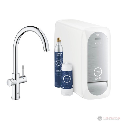 Домашна система за филтриране и газиране на вода с кухненски смесител Grohe Blue, хром