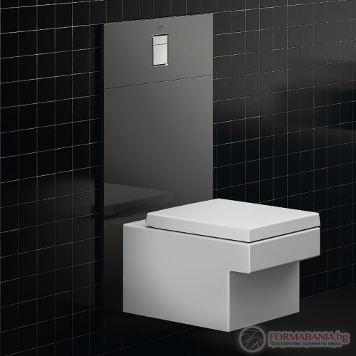 Комплект структура за вграждане Grohe, окачена тоалетна Cube Ceramic, 39×60×43 см, Soft-Close седалка, казанче и бутон, хром гланц