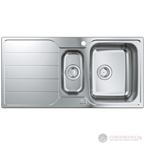 Двойна кухненска мивка Grohe K500, неръждаема стомана, с отцедник