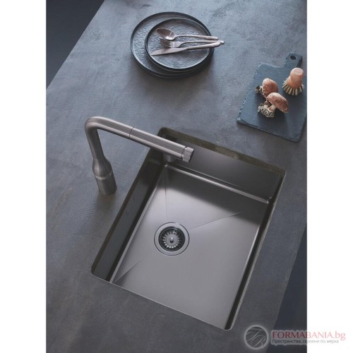 Кухненска мивка Grohe K700, монтаж под или върху плот, неръждаема стомана, графит
