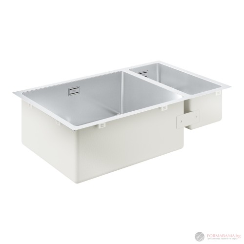 Двойна кухненска мивка Grohe K700 за монтаж под плот, неръждаема стомана