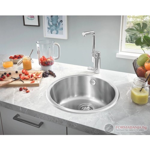 Кръгла кухненска мивка Grohe K200, за вграждане в плот, неръждаема стомана