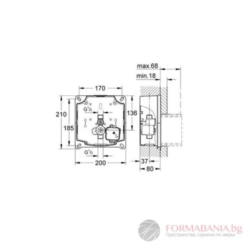 Grohe Rapido U concealed body for urinal with sensor or flush plate