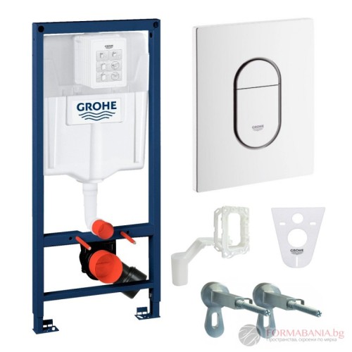 Комплект структура за вграждане Grohe Rapid SL, 5 в 1, за окачена тоалетна, 113×50 см, бутон 15,6×19,7 см