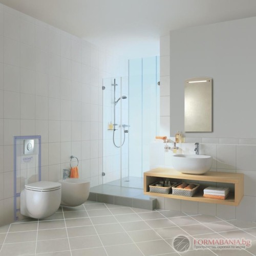 Структура за вграждане Grohe Rapid SL, 113×50 см, 3 в 1, казанче и бутон, хром гланц
