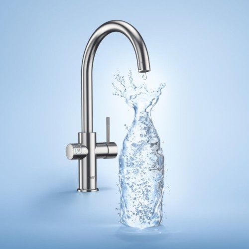 Система за пречистване и газиране на вода Grohe Blue Home, с кухненски смесител, неръждаема стомана