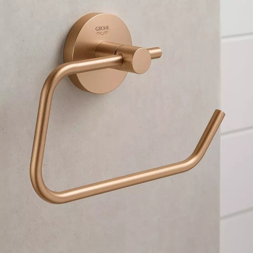 Поставка за тоалетна хартия Grohe Essentials, розово злато мат