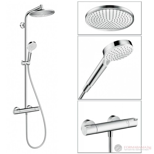 Душ колона Hansgrohe Crometta, с термостат и кръгла душ пита