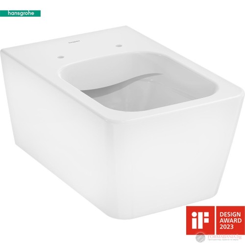 Окачена тоалетна Hansgrohe EluPura Q Rimless, AquaFall Flush, 54×36 см, бял гланц