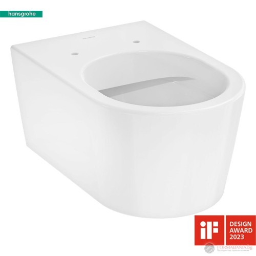 Окачена тоалетна Hansgrohe EluPura S Rimless, AquaFall Flush, HygieneEffect, 54×36 см, бял гланц