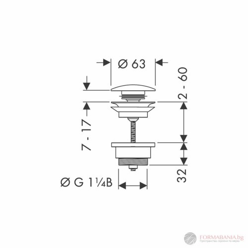 Push-open изпразнител за мивка Hansgrohe Universal, с преливник, бронз мат