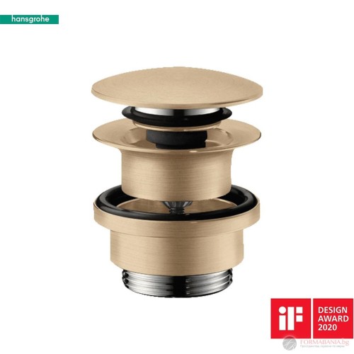 Push-open изпразнител за мивка Hansgrohe Universal, с преливник, бронз мат