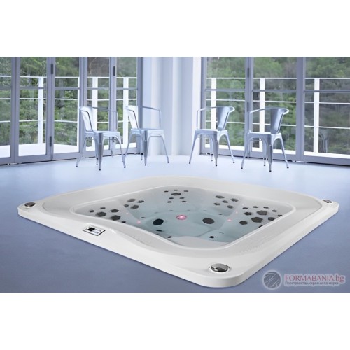 Inter Ceramic built-in jacuzzi, 45/12 jets, ozone generator and LED lighting, 240x240x100 cm