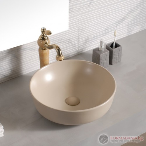 Мивка Inter Ceramic, кръгла, за монтаж върху плот, 42х13.5 см, бежов мат