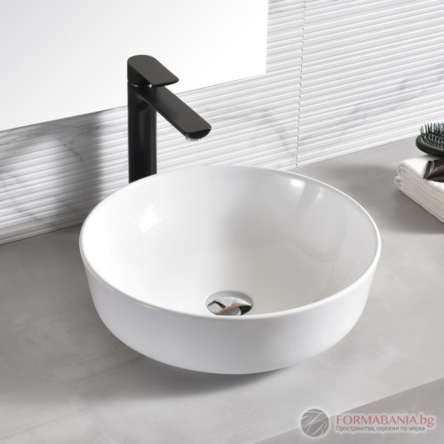 Мивка Inter Ceramic, кръгла, за монтаж върху плот, 42х13.5 см, бял гланц