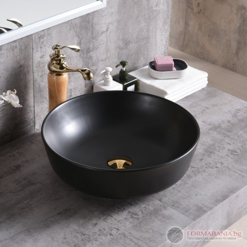 Мивка Inter Ceramic, кръгла, за монтаж върху плот, 42х13.5 см, черен мат