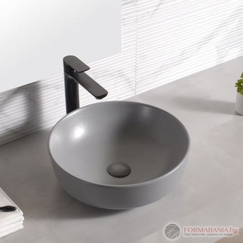 Мивка Inter Ceramic, кръгла, за монтаж върху плот, 42х13.5 см, сив мат