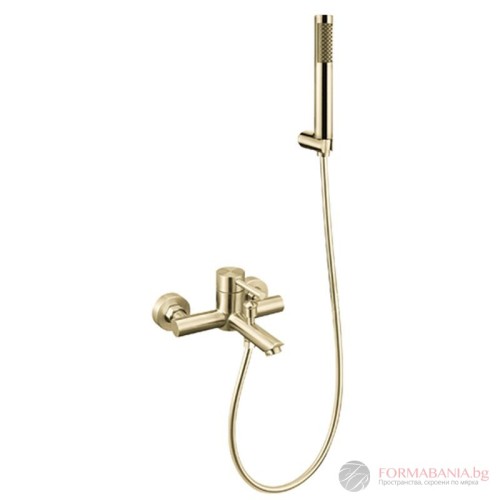 Karag Artemis Oro wall-mounted bath and shower mixer set with shower kit, matte gold