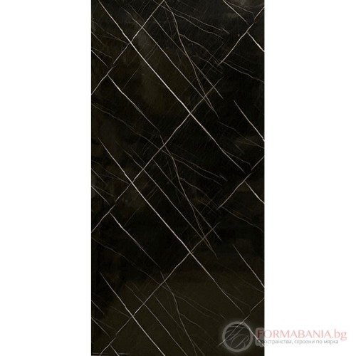 Decorative wall panel with PVC core and UV coating, 122x244 cm, 2.5 mm, black marble, glossy
