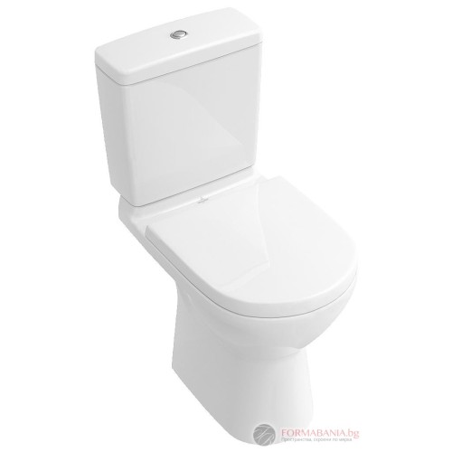 Казанче за моноблок Villeroy & Boch O.Novo, със странично/задно водоподаване, двоен бутон, 38,5×18 см, бял гланц