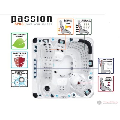 Passion Spa Exhilarate Mighty Wave Jacuzzi, 6 seats, Sterling White color (white and gray)