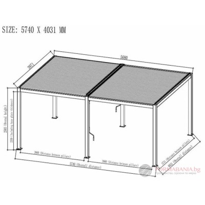 Passion Spa Shadow Premium garden pergola, 600x400x250 cm, Pure White
