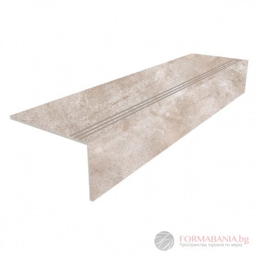 Qua Choice White porcelain step and riser set, 30x120 cm + 17x120 cm, matt