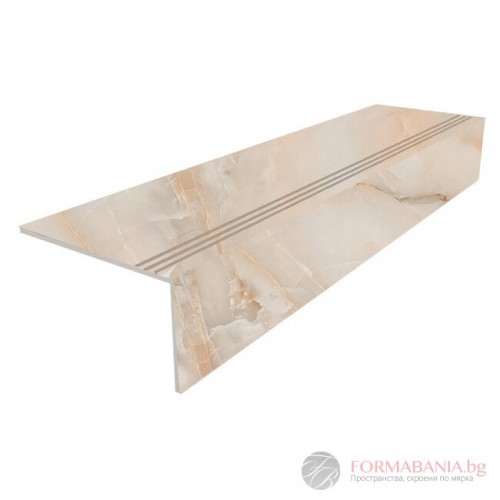 Qua Sun Onyx porcelain step and riser set, 30x120 cm + 17x120 cm, polished