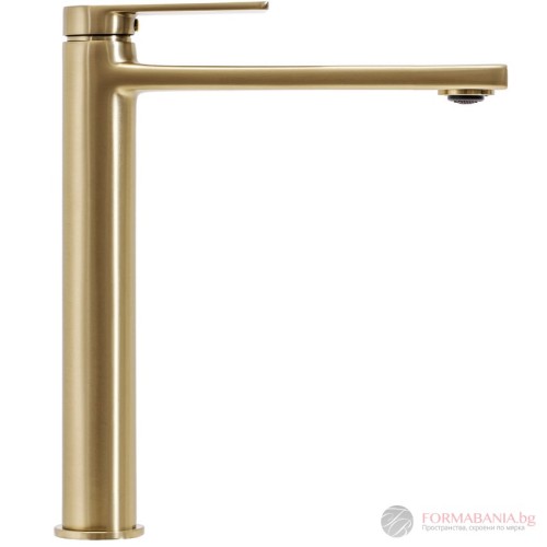 Висок смесител за мивка Rea Verso Brush Gold, четкано злато