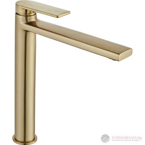 Висок смесител за мивка Rea Verso Brush Gold, четкано злато