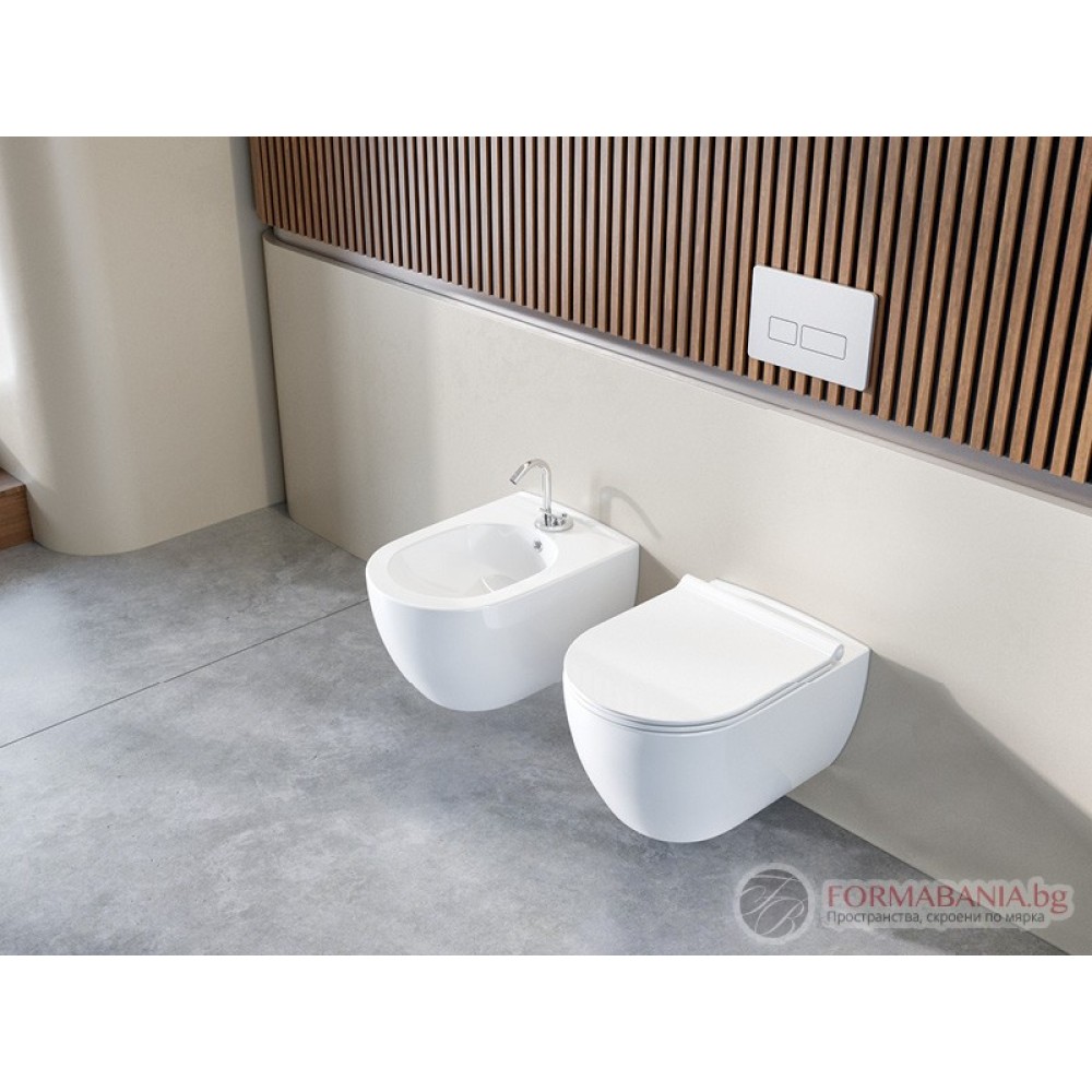 Комплект структура за вграждане Grohe Rapid SL, окачена тоалетна с биде Turkuaz City, 52.5×37×29 см, Slim Soft-Close седалка, казанче и правоъгълен бутон, хром гланц