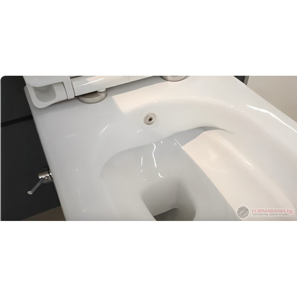 Комплект структура за вграждане Grohe Rapid SL, окачена тоалетна с биде Turkuaz City, 52.5×37×29 см, Slim Soft-Close седалка, казанче и правоъгълен бутон, хром гланц
