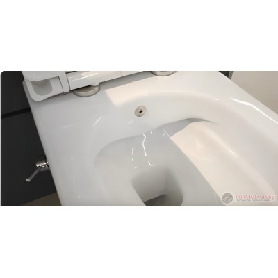 Комплект структура за вграждане Grohe Rapid SL, окачена тоалетна с биде Turkuaz City, 52.5×37×29 см, Slim Soft-Close седалка, казанче и правоъгълен бутон, хром гланц