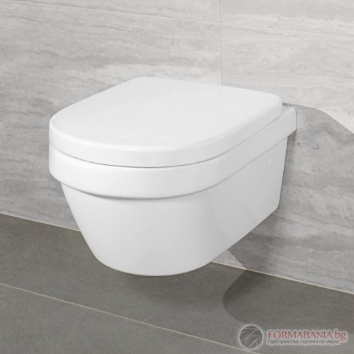 Комплект структура за вграждане Villeroy & Boch ViConnect, окачена тоалетна Architectura, 37×53 см, Soft-Close седалка, казанче и бутон, хром гланц