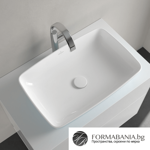 Мивка Villeroy & Boch Artis, правоъгълна, за монтаж върху плот, 58×38 см, бял гланц