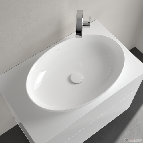 Мивка Villeroy & Boch Artis, овална, за монтаж върху плот, 61×41 см, бял гланц