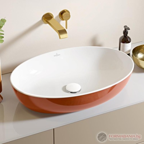 Мивка Villeroy & Boch Artis, за монтаж върху плот, 61х41 см, червен гланц