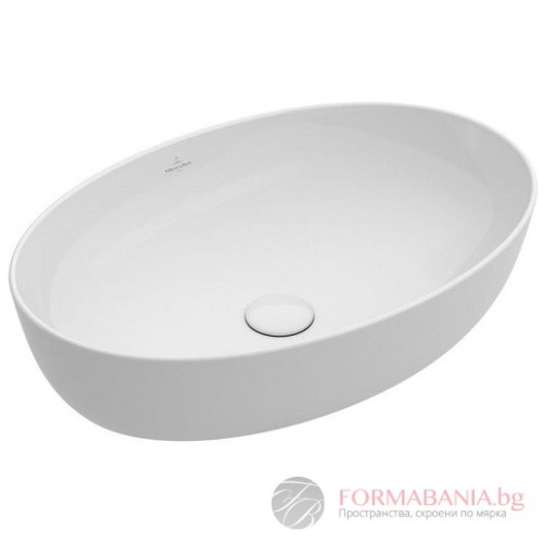 Мивка Villeroy & Boch Artis, овална, за монтаж върху плот, 61×41 см, бял гланц