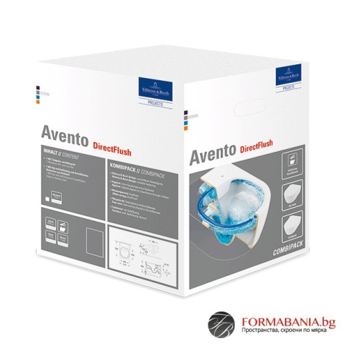 Комплект окачена тоалетна Villeroy & Boch Avento, със седалка с плавно затваряне, 37×53×31.5 см, бял гланц