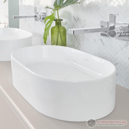 Овална мивка Villeroy & Boch Collaro, за монтаж върху мебел или плот, 56×36 см, бял гланц